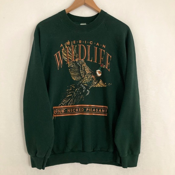 Vtg 90s American Wildlife Ring Necked Pheasant USA Made Sweatshirt XXL Crewneck - Picture 1 of 9